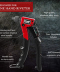 Heavy Duty Rivet Gun Kit With 4 Tool Free Interchangeable Heads And Carrying Case Includes 200 Rivets One Hand Pop Riveter
