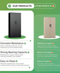 Comparison of Six Foot Tall Lockable Steel Storage Cabinet With Adjustable Shelves and wooden cabinet highlighting features.