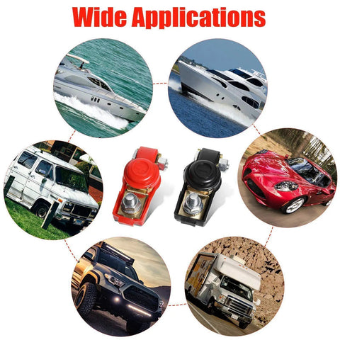 6 Pack Copper Battery Terminal Clamps Quick Release Connectors for Positive and Negative Terminals with vehicle applications