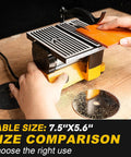 Compact Mini Table Saw With Three Blades 90W Desktop Miter Saw For DIYers And Craft Lovers Cutting Metal Wood Ceramic Tile PCB And Acrylic In Tight Spaces Space Saving Design