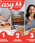 Big Time Performance Stainless Steel Digital Food Dehydrator With Eight Roomy Trays and 360 Airflow for jerky and fruit drying setup step images.