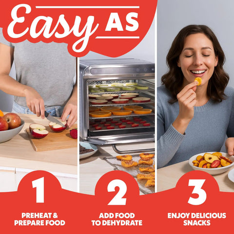 Big Time Performance Stainless Steel Digital Food Dehydrator With Eight Roomy Trays and 360 Airflow for jerky and fruit drying setup step images.