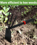 2-In-1 Garden Hoe And Cultivator Rake With 3-Claw Tiller Ergonomic Weeder And Weed Puller on soil