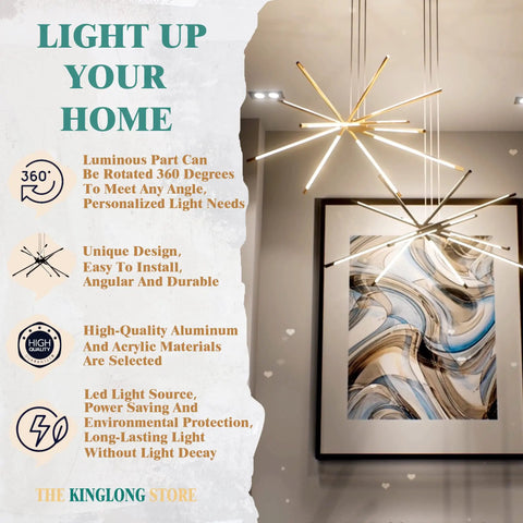 Dope Modern LED Ceiling Light Dimmable Black Chandelier With Twelve Heads Sputnik Pendant For Kitchen And Living Room displayed in wall art setting