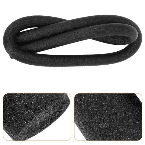 Pro Level Black Foam Backer Rod For Rock Solid Gap Sealing And Expansion Joint Filler With Heavy Duty Closed Cell Structure shown in a looped shape.
