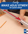 Straight Edge Clamp for Cutting Large Plywood Sheets and Dado Slots with 2-3/16 Inch Tube Rail for Rigidity, hands adjusting setup