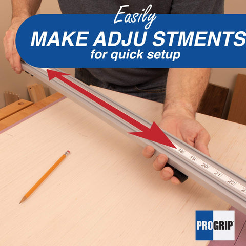 Straight Edge Clamp for Cutting Large Plywood Sheets and Dado Slots with 2-3/16 Inch Tube Rail for Rigidity, hands adjusting setup