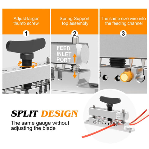 Portable Wire Stripper Machine with Adjustable Blade Height for 0.12-0.35 Inch Wires, split design details
