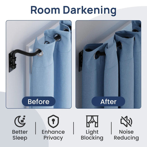 Matte Blackout Curtain Rod With Wrap Around Design, Adjustable From 30 To 86 Inches, Fits Windows 48 To 84, Easy Detach And Install