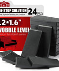 24 piece rubber leveler kit for wobbly furniture; 3.2x1.6 inch black wedges stabilize chairs and tables.