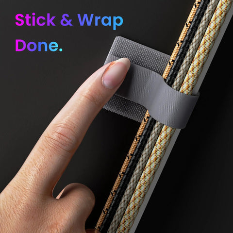 Self Adhesive Hook And Loop Cable Ties For Easy Cable Management, Sticky Back Cord Organizer And Clip, No Tools Needed, Get Your Cords Neat At Home And Office, 40 Pack