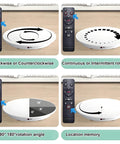 Massive 23.6 Inch Motorized Photography Turntable With Remote Control And Five Backdrop Colors showing rotation options and angles.