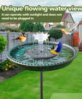 Solar Powered Bird Bath Fountain With Lotus Flower Nozzle And Five Prong Stake Base for outdoor patio garden yard