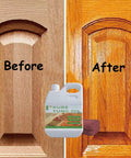 128 Oz Pure Tung Oil For Wood Finishing And Sealing Waterproof And Food Safe shown in before and after wood finish results