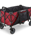 Heavy Duty Collapsible Outdoor Utility Wagon With Oversized 36 By 21 By 15 Bed And 150 Pound Capacity Red Foldable Rolling Cart With Cup Holders And Pockets