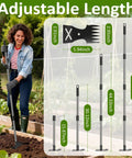 Long Handle 2 In 1 Weed Remover Tool With Adjustable Length shown being used in garden