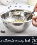 Stainless Steel Meal Prep Mixing Bowls Set for Real Kitchen Pros, hand whisking in deep bowl, BPA free, rust resistant