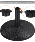9 Ft Patio Umbrella With 22 Lb Base Included For Stable Outdoor Dining, black adjustable umbrella base detail