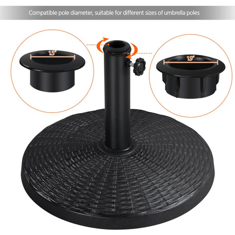 9 Ft Patio Umbrella With 22 Lb Base Included For Stable Outdoor Dining, black adjustable umbrella base detail