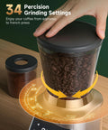 Ditch The Clutter And Ditch The Static With This Sharp Conical Burr Coffee Grinder Rocking A Bold 40Mm Stainless Steel Core And Thirty Four Dial Tweaks to adjust grind size.