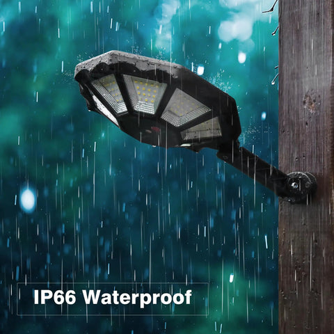 Heavy Duty Outdoor Solar Lights With 168 Kickin Bright LEDs And Slick Octagonal Build for Zero Dark Corners in rain.
