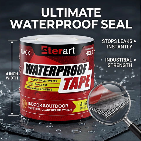 Heavy Duty Waterproof Tape 4 Inch By 10 Ft Rubberized Seal Patch For Active Leaks Sticks On Wet Surfaces Quick Fix Roofs