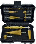 12 Piece HSS Titanium Drill Bit Set With Metric Step Drills 5 9 14 Steps And Cone Drill 4 12 20 32 MM in storage case