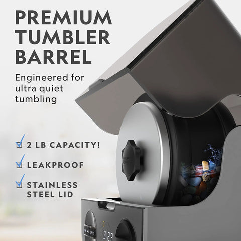 Ultra Quiet Rock Tumbler Kit For Kids And Adults, 2 Pound Barrel With Rocks Grit GemFoam And Patent Pending Polishing System