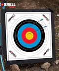 Archery Target Face for Field Point Practice 34x34 Inches displayed outdoors with arrows, perfect backyard target.