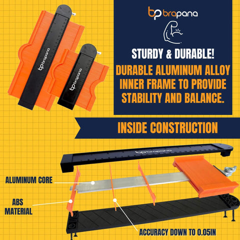 Locking Contour Gauge Set 10 Inch And 5 Inch Profile Duplicator Tool with aluminum core and ABS material details
