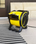 Heavy Duty Utility Blower With 3 Speed Portable Floor Fan, pivoting head and rugged construction on a tiled floor for air circulation