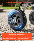 8-inch flat-free tire of Heavy Duty Workhorse 400Lb Capacity Wheelbarrow Dump Cart With 8 Inch Flat Free Tires And Quick Release Dump System Built For Easy Load And Haul Of Soil Gravel Firewood Or Crops