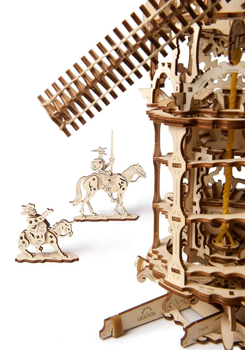 Detail of Tower Windmill 3D Puzzle Kit For Adults With Moving Parts Wooden Mechanical Model Building Kit DIY Craft Project