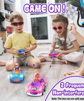 Children playing with Toddler Friendly Remote Control Car For Girls Aged 2 To 4 Simple Two Button RC Vehicle With Lights.