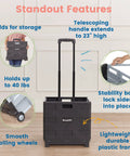 Collapsible Rolling Storage Cart On Wheels For Home Office Classroom Use Mobile Organizer with standout features labeled.
