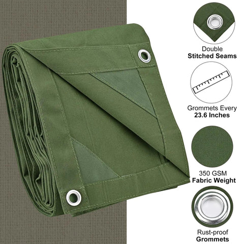 Heavy Duty Canvas Tarp 6x8 Feet With Rustproof Grommets 12 Oz Water Resistant Canvas UV Resistant Multipurpose Outdoor Tarpaulin