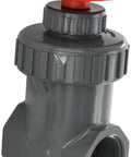 PVC Gate Valve With Non Rising Stem And Buna N O Ring Three Quarter Inch NPT Female Connection Water Line Ready Easy Install 200 PSI Safe Durable PVC Body Made In United States