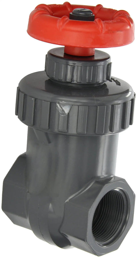PVC Gate Valve With Non Rising Stem And Buna N O Ring Three Quarter Inch NPT Female Connection Water Line Ready Easy Install 200 PSI Safe Durable PVC Body Made In United States