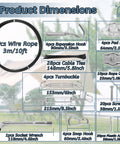 All In One 4 Pack 10 Foot Nylon Coated Stainless Steel Cable Wire Sun Shade Sail Hardware Kit With 79 Accessories dimensions chart
