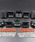 Get This Super Duper Weather Pack Connector Kit With 5 Sets Of 4 Pin Plugs And Female Receptacles Plus Terminals And Seals For Easy Wire Job, 4-pin connectors