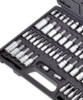 Pro Grade 62 Piece Torx Master Bit Socket Set With External Star Sockets, S2 Steel, 1/4 3/8 1/2 Inch Drive in black case