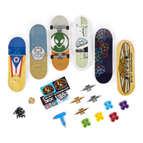 Fingerboard Bonus Pack With Six Real Graphic Mini Skateboards, Customizable Set Lets You Build Three Complete Mini Skateboard Decks