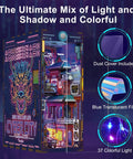 Cyber City Book Nook Kit For Adults Wooden 3D Puzzle Bookend And Shelf Insert Decor with dust cover and colorful LED lights