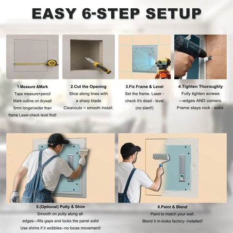Pro Grade 24X36 Metal Wall Access Panel For Drywall Paintable Aluminum Hatch step-by-step setup process for installation.
