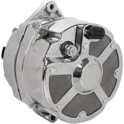 105 Amp Marine Alternator Replacement For Mercruiser 10SI 1 Wire V Belt 12V CW Rotation Chrome Delco Style