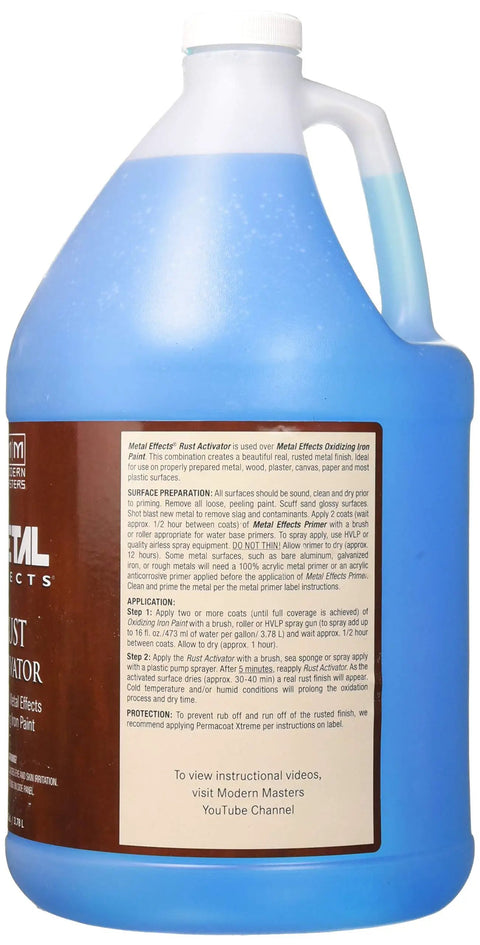 Rust Activator For Metal Effects 1 Gal PA904 Water Based Acidic Solution bottle with label description visible