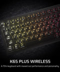 Top Shelf Wireless 75 Percent Gaming Keyboard Featuring Hot Swap MLX Tactile Switches Premium PBT Double Shot Keycaps And Glowing Per Key RGB Backlighting dual layer acoustic dampening built for clutch wins and late night rigs in black, illuminated keys in RGB.