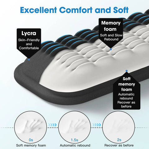 Keyboard Wrist Rest Memory Foam Pad For Pain Relief And Comfort Ergonomic design with massage pattern and soft classic black cushion