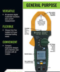 CM 660 General Purpose Clamp Meter For AC Current Up To 600 Amps, Non Contact Voltage Detection, True RMS Reading, Amptip, Overmolded Grip