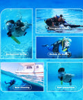 5-image collage of 0.5L Mini Scuba Tank S300 Portable Diving Cylinder With Explosion Proof Safety used in various underwater activities.